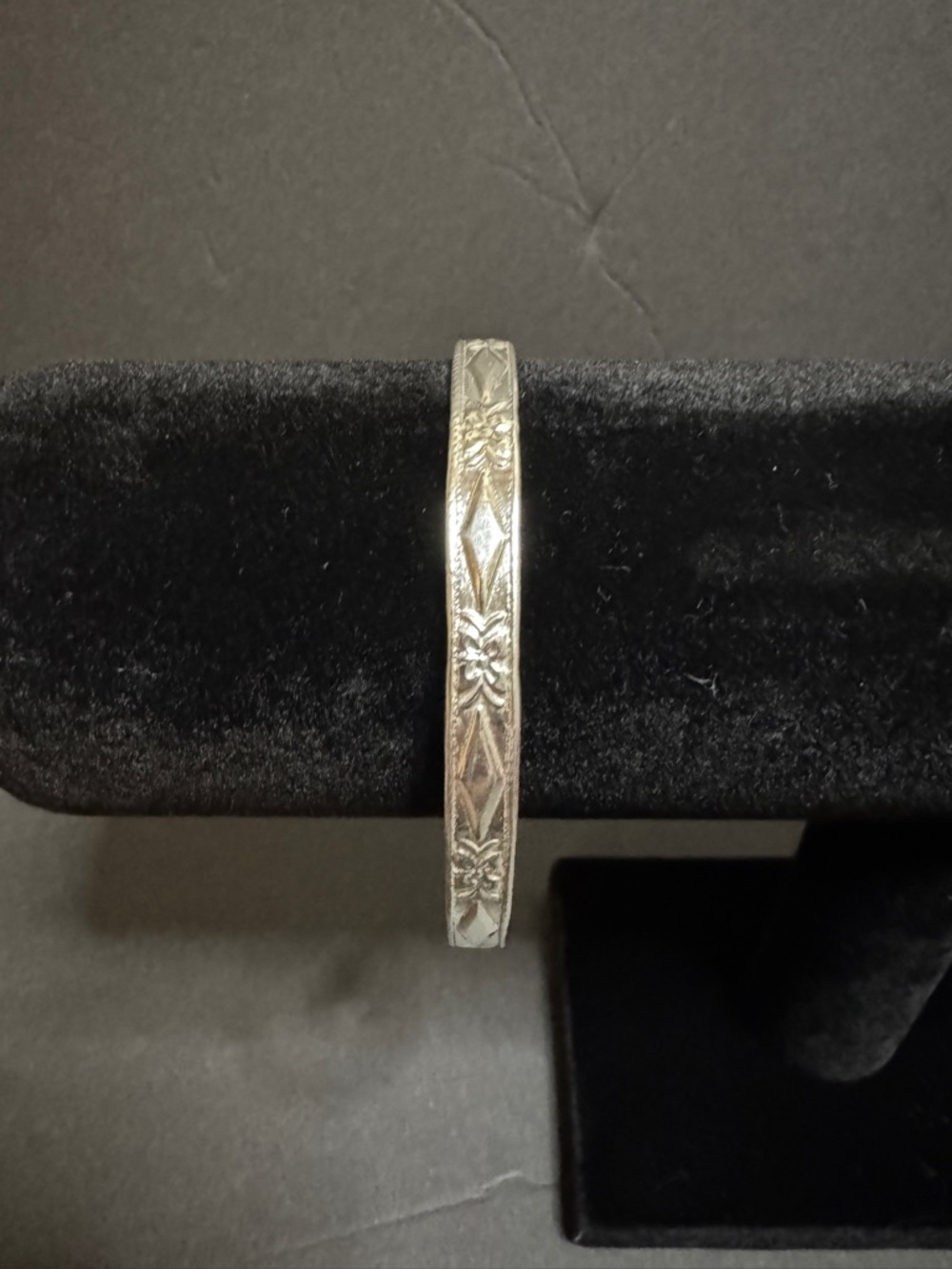 Sterling Silver Floral Engraved Bangle Bracelet Mexico
